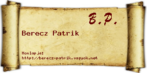 Berecz Patrik névjegykártya